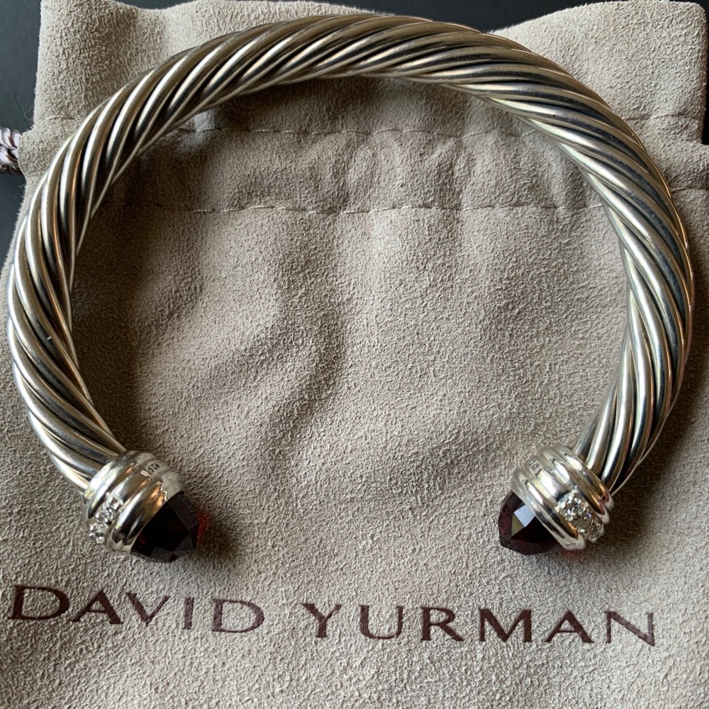 David Yurman Garnet with Diamonds 7mm Cuff